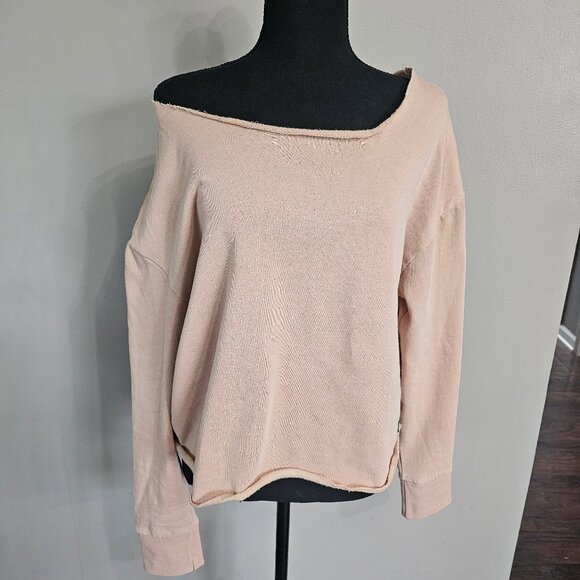 Fundamental Coast Tops - Fundamental Coast Wide Neck Off The Shoulder Sweatshirt.Rose Color/  Size S